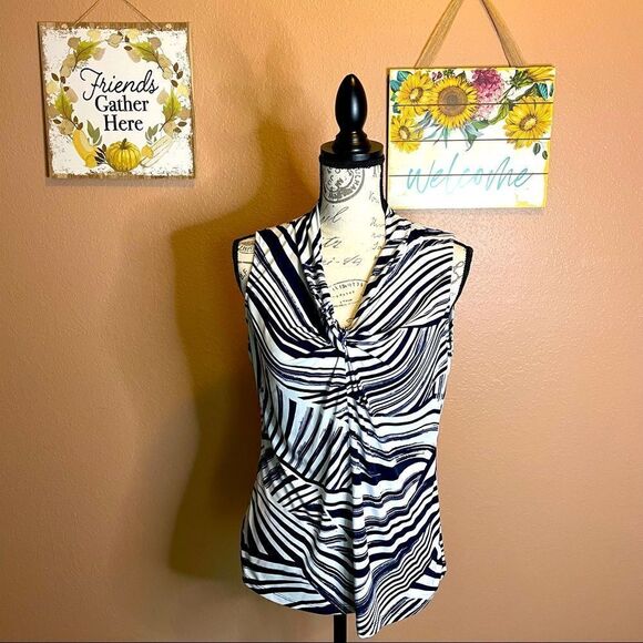 Jones studio blue and white striped blouse - Picture 1 of 8